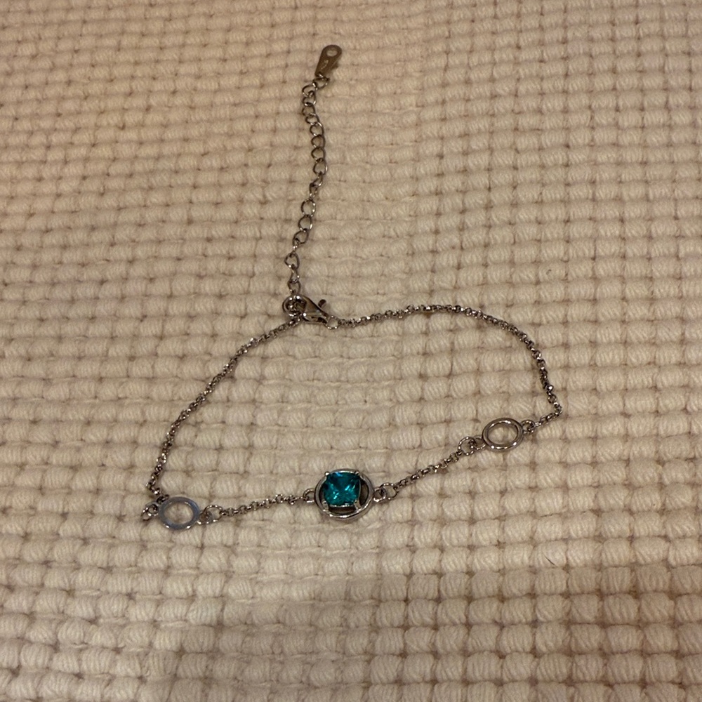 Elegant Silver Bracelet/anklet with Blue Gemstone